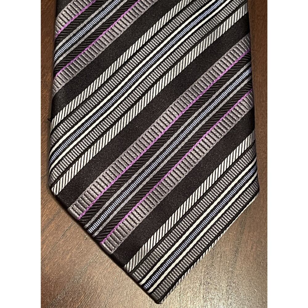 JZ Richards Purple Gray Hand Made 100% Silk Men’s Neck Tie Made In Usa